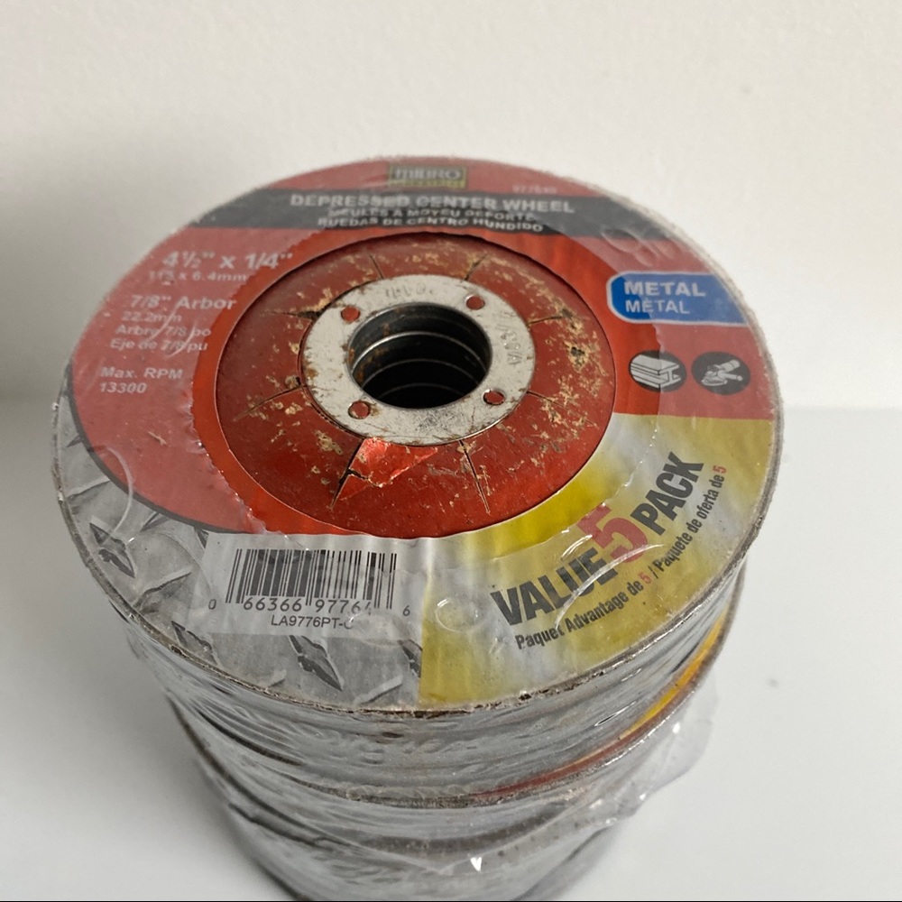 4-1/2" x 1/4" Metal Grinding Wheel - 4x5 pack (20 pcs total) 7/8" Arbor.